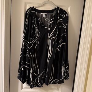 Nine West Black and White Swirl Blouse